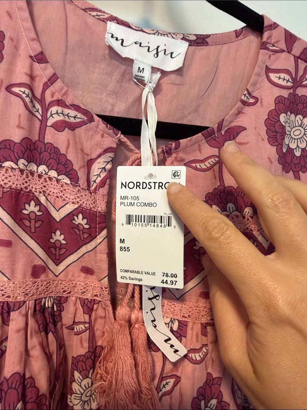 Maeve Rose-Pink Floral Tiered Cotton Dress  NWT - Picture 2 of 3